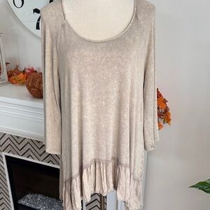 Chic Beige Tunic with Ruffle Detail